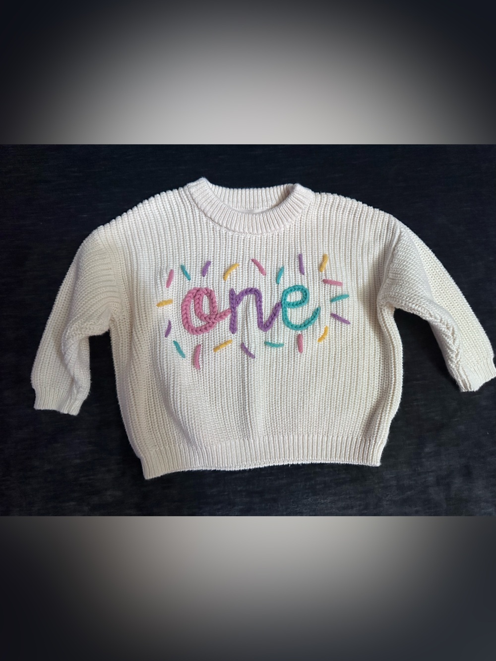 Joyful and Dreamy ONE First Birthday Sweater 6–12M